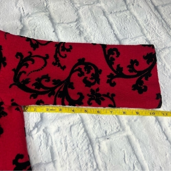 Vintage Coldwater Creek wool and velvet blazer vibrant red and black swirl - Picture 10 of 12